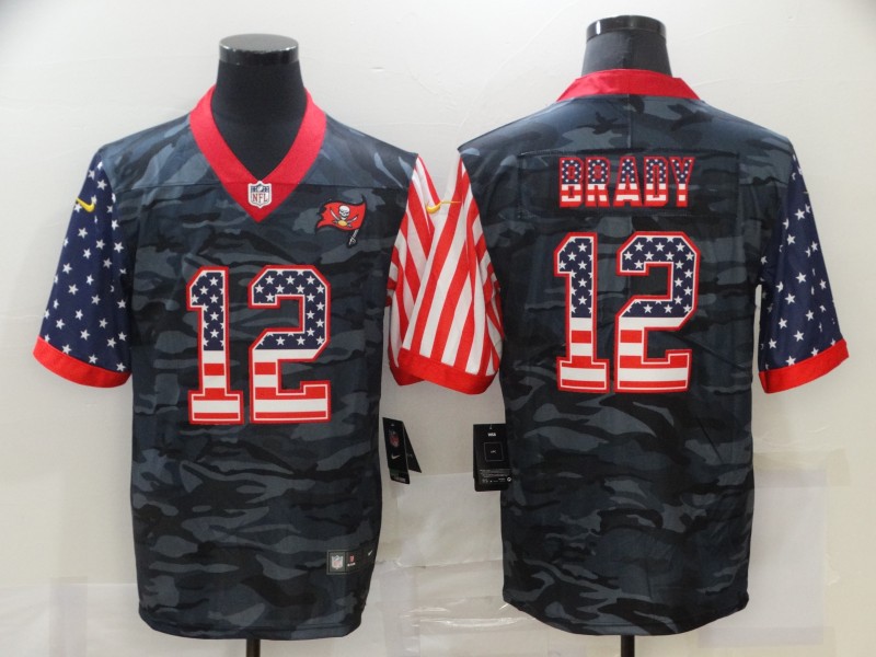 Men's Tampa Bay Buccaneers #12 Tom Brady 2020 Camo USA Flag Limited Stitched Jersey